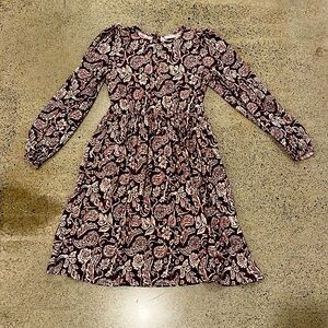 Beautiful girls Zara longsleve maroon with white designs dress